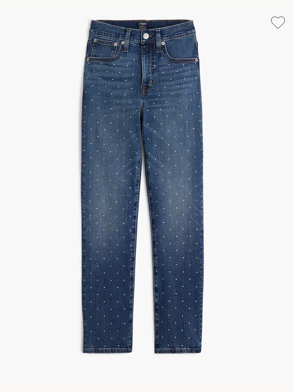 J. Crew Essential Straight Jeans in Dark Blue with Embellished Dots NWoT 29